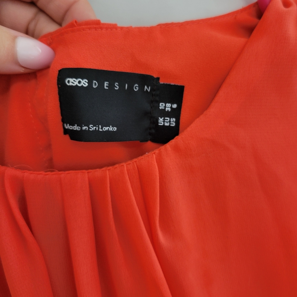 ASOS Design swing tank in Chiffon in bright corral - Picture 5 of 6